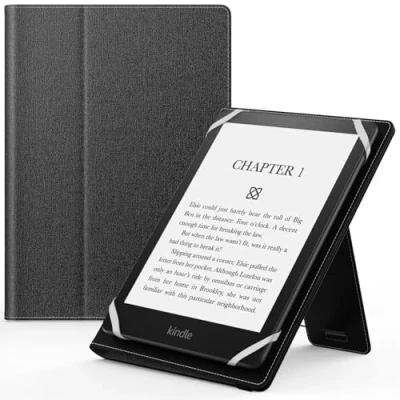 Abbildung von MoKo Universal Hülle für 6 6,8 7 Zoll Schutzhülle mit Handschlaufe &amp; Verstellbarem Ständer Kobo Clara 2E/Fire Tablet/Kindle/Kobo/Voyaga/Lenovo/Sony Kindle eBooks E Reader Tablet, Schwarz
