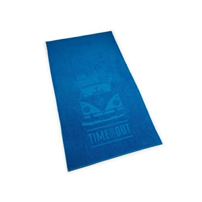 Abbildung von Volkswagen 7E9084500 Strandtuch Bulli T1 Motiv Time to get Out Strandlaken 180x100cm Handtuch Badetuch Badelaken, blau