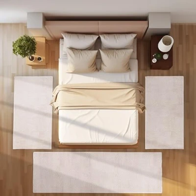 Abbildung von Kurzflor Bettumrandung Skandinavisches Boho Muster SIMPEX24, Höhe 12 mm, (Bett Set, 3 tlg., Bettvorlage), Läufer set tlg. Teppich Schlafzimmer Design
