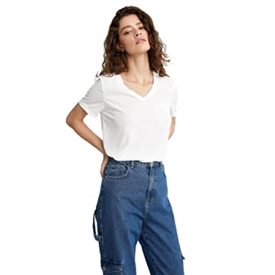 Abbildung von DeFacto Damen Z8243AZ T Shirt, ECRU, M