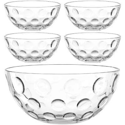 Abbildung von LEONARDO Schale Schalen Set CUCINA OPTIC, 5er Set, 4x Ø 14 cm &amp; 1x 28 cm, Glas, (Set, 5 tlg), spülmaschinengeeignet