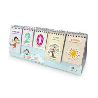 Abbildung von Kinder Kalender Zeitlos Illustrierte Karten Zum Lernen dem Datum, der Wochentage Monate Jahre und Jahreszeiten Kombinierbare Wimpern Für ab 5 Jahren (Deutsch)