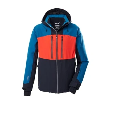 Abbildung von killtec Herren Skijacke/Funktionsjacke mit abzippbarer Kapuze und Schneefang KSW 465 MN SKI JCKT, schwarz blau/petrol/schwarz blau/dunkelorange, L, 43450 000