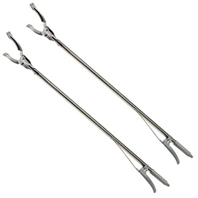 Abbildung von HAC24 Greifzange Müllzange Greifhilfe Greifarm Müllsammler Müllgreifer Abfallgreifer, 2 tlg., Metall 90 cm für Rechts und Linkshänder geeignet