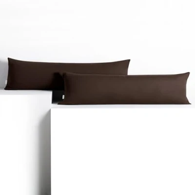 Abbildung von DecoKing 2 Kissenbezüge 20x145 cm Jersey Baumwolle Reißverschluss braun Amber