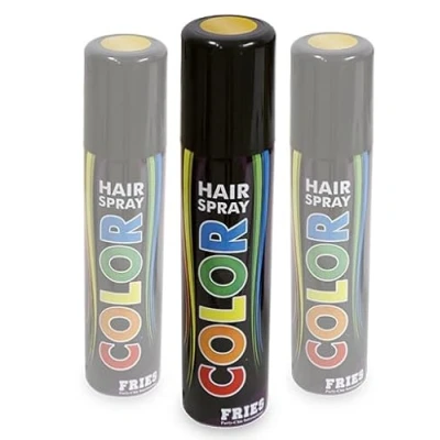 Abbildung von 3x goldfarbenes Haarspray im Sparpack! 3 Dosen gold zu je 100ml. Colorspray für Karneval, Fasching, Halloween und Party