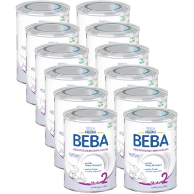 Abbildung von BEBA Frühgeborenennahrung Stufe 2, Spezialnahrung für Frühgeborene und untergewichtige Neugeborene, 12er Pack (12 x 400g)