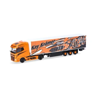 Abbildung von herpa 317634 LKW Modell DAF XG+ Kühlkoffer Sattelzug Kay Krämer (Mecklenburg Vorpommern/Roggentin), Miniatur im Maßstab 1:87, Sammlerstück, Made in Germany, Kunststoff Miniaturmodell, Mehrfarbig