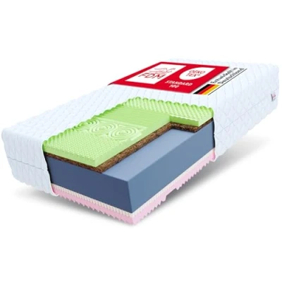 Abbildung von FDM Savona Schaumstoffmatratze 90 x 200 cm 7 Zonen Latex Kokos Matratze Härtegrad H4/H3 (Hart/Mittelhart) 22 Höhe Hochelastischer Komfortschaum Zweiseitig Bezug Abnehmbar Waschbar