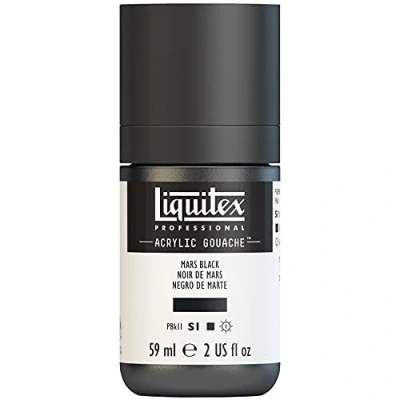 Abbildung von Liquitex 2059276 &#039;Liquitex Professional Acrylic Gouache, Acrylfarbe mit Gouache Eigenschaften, Lichtecht, wasserfest, 59ml Dosier Flasche Marsschwarz