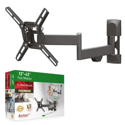 Abbildung von Barkan TV Wandhalterung, 13 43 Zoll Schwenkbar / Neigbar Vollbewegung flach &amp; curved Fernseher Halterung, hält bis 25Kg, Patentierter, UL zertifiziert, für LED OLED LCD, Max. VESA 200x200