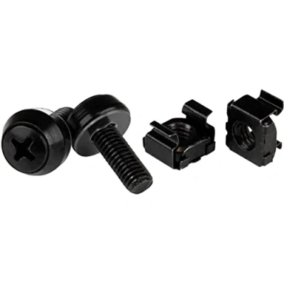 Abbildung von StarTech.com M6 x 12mm Schrauben und Käfigmuttern 100er Pack Schwarz Montageschrauben Kastenmuttern für Server Racks