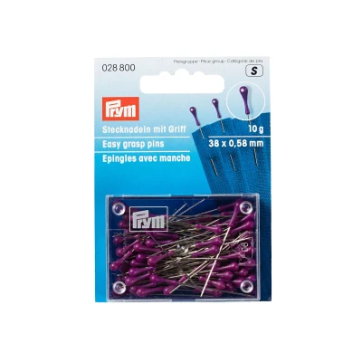 Abbildung von Stecknadel mit Griff 0,58x38 mm silberfarbig violett 10 g 028800