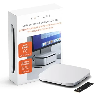 Abbildung von SATECHI USB4 NVMe SSD Gehäuse für Mac mini M4 Tragbares M.2 bis 40 Gbit/s, 8 TB, 2280/2260/2242/2230 mm Kompatibel mit Thunderbolt 5/4 (SSD Nicht enthalten)