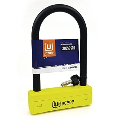 Abbildung von Urban Security UR120220 Diebstahlsicherung Vorhängeschloss U Hochsicherheitsgeprüft durch SRA Doppelschloss 18, 120x220mm, Made in EU, gelb, 120x220mm