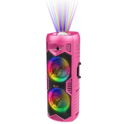 Abbildung von Let&#039;s Go Party 5150 Musikbox Bluetooth : Ultimativer Rosa Partybox mit 200W 6 Zoll Doppellautsprechern Tragbarer Karaoke Lautsprecher drahtlosem Mikrofon, 5H Spielzeit, Fernbedienung &amp; Lichtshow