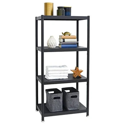 Abbildung von shelfr Industrial Design Metallregal Schwarz Stehend 61x41x130 Standregal 4 Ebenen Wandregal Schwerlast Regal Wohnzimmerregal Modern Küchenregal Badregal Bücherregal Raumteiler Metall
