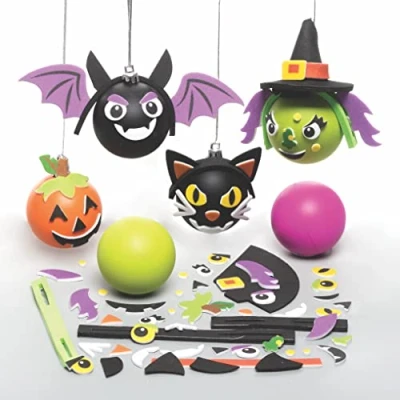 Abbildung von Baker Ross FE754 Halloween Dekoration Bastelset Packung mit 6, Bastelt Eure Eigenen Dekorationen, Kugel Dekorationen für Kinder zum Basteln und Aufhängen