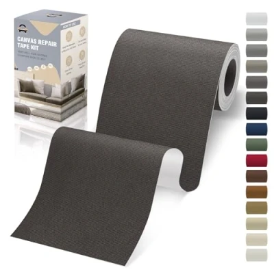 Abbildung von OAZ Flicken Selbstklebend Stoff, 10 x 200 cm Leinwand Stoff Selbstklebend, Schwarz Grau, Wasserdichtes für Sofa Zelt Möbel Autositz Liege