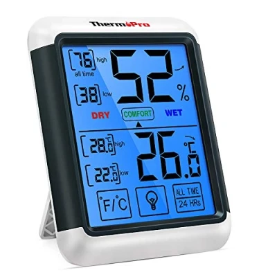Abbildung von ThermoPro TP55 digitales Thermo Hygrometer Innen Thermometer Temperatur und Luftfeuchtigkeitmessgerät mit Raumklima Indikator für Raumklimakontrolle Raumluftüerwachtung
