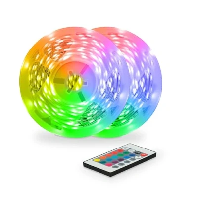 Abbildung von LED Streifen, 10 Meter, 16 RGB Farben, Fernbedienung, 12 V, mehrfarbig, Klebeband, Lichter, Wanddekoration, Decken, Bett und TV, Schutz IP20