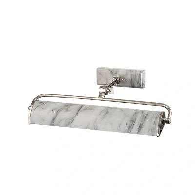 Abbildung von Elstead Lighting WINCHFIELD PLM PN WM Bilderleuchte 2xE14 40W Stahl Nickel poliert &amp; weißer Marmor Effekt H:12.7cm B:44.5cm dimmbar