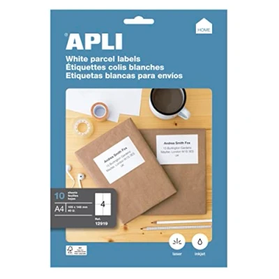 Abbildung von APLI bedruckbare Etiketten, Permanent klebend Klebstoff 10 hojas weiß