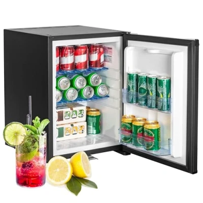Abbildung von Smad Camping Kühlschrank 12v 230v, 40L, Wohnmobil, Leiser Absorber Kühlschrank, Camper 12v, mit Schloss, Reversible Tür, Schwarz
