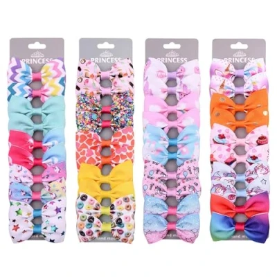 Abbildung von Haarschleifen für Babys, Mädchen, Krokodilklemmen mit Ripsband, Barrettes, Einhorn, Haarschmuck Kinder und Kleinkinder, 6,3 cm groß, 40 Stück