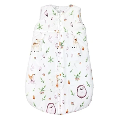 Abbildung von TupTam Baby Ganzjahresschlafsack 2.5 TOG, OEKO TEX zertifiziert, wattiert, Unisex, atmungsaktiv, Farbe: Waldtiere/Igel/Rehe, Größe: 92 98
