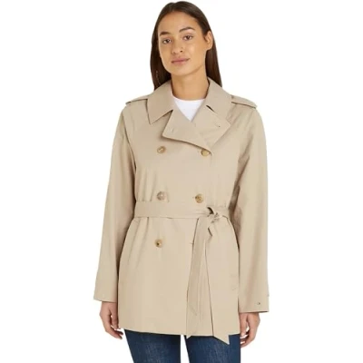 Abbildung von Tommy Hilfiger Short Trenchcoat, Damen, Größe: 46, Beige