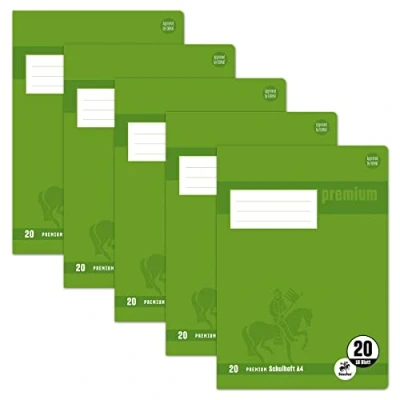 Abbildung von Staufen Premium Schulheft DIN A4, Lineatur 20 (blanko), 16 Blatt, 90g/m² Papier, 5 Stück
