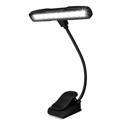 Abbildung von Infitronic IN10LEDNL 10 LEDs Notenpultleuchte/Notenpultlampe/Klavierlampe/Leselampe/Klemmleuchte 2 Heiligkeitstufen Schwarz
