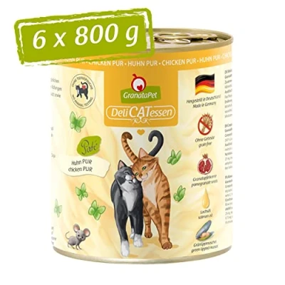 Abbildung von GranataPet DeliCatessen Huhn PUR, Nassfutter für Katzen, Futter ohne Getreide &amp; Zuckerzusätze, Katzenfutter mit hohem Fleischanteil hochwertigen Ölen, 6 x 800 g