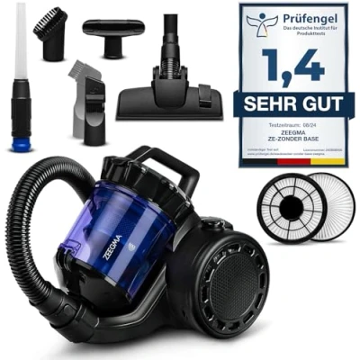 Abbildung von Zeegma Bodenstaubsauger Zonder Base, 899 W, beutellos, Energieklasse A 20000 PA (4000W) 2,5 L Staubbehälter 2 HEPA
