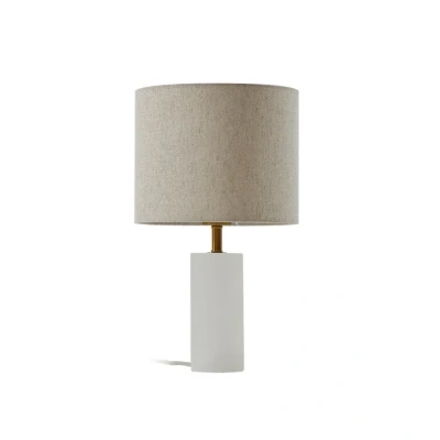 Abbildung von Lindby Tischlampe Alabaster, weiß/beige, Ø 25cm, Marmor, E27