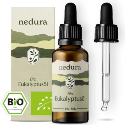 Abbildung von nedura® BIO Eukalyptusöl [100% NATURREIN] Hochdosiertes Ätherisches Eucalyptus Oil Frisch &amp; belebend für Aromatherapie, Duftlampe, Diffusoren, Raumduft 30 ml