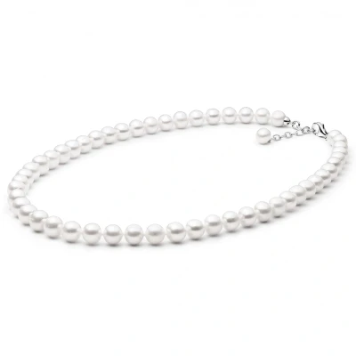 Abbildung von Gaura Pearls Perlenkette Klassisch weiß rund 50 cm echte Süßwasserzuchtperlen, 925er rhodiniertes Silber