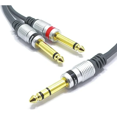 Abbildung von 6.3mm Stereo auf 2X 6.3 Mono Klinke Kabel 5m Vitalco groß Klinkenstecker zu Male Grosse Insertkabel Audio Adapter