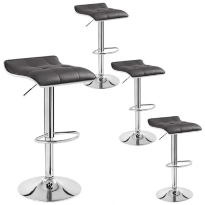 Abbildung von WOLTU 4er Set Barhocker Barstuhl Design Hocker, Höhenverstellbar, Gut Gepolsterte Sitzfläche, Antirutschgummi, verchromter Stahl Kunstleder Grau BH28gr 4