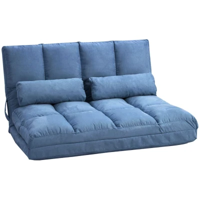 Abbildung von HOMCOM Sitzkissen Bodenstuhl mit Rückenlehne, 3 Positionen Verstellbarer Sitzkissen, für Schlafzimmer, Wohnzimmer, Blau