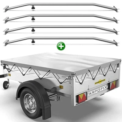 Abbildung von Tarpofix® Schutzplane Anhänger Flachplane 258 x 136 cm inkl. Planenseil, randverstärkte Anhängerplane Abdeckplane u.a. passend für diverse Humbaur Modelle