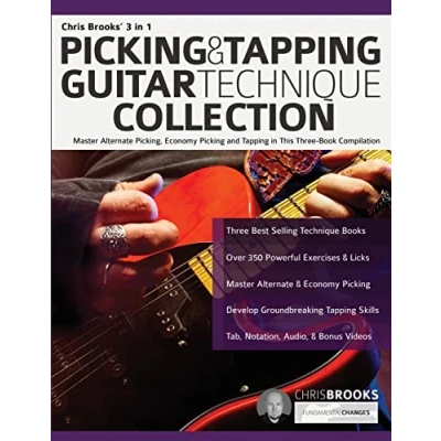 Abbildung von Chris Brooks’ 3 in 1 Picking &amp; Tapping Guitar Technique Collection: Master Alternate Picking, Economy and This Three Book Compilation (Learn Rock Technique)