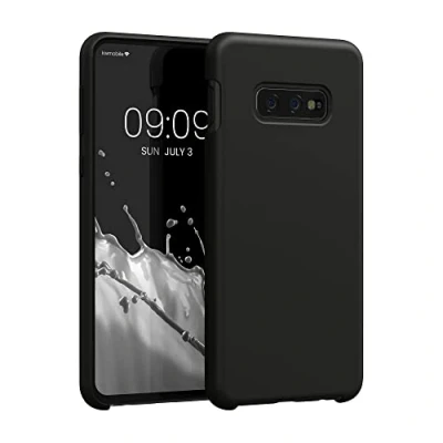 Abbildung von kwmobile Hülle kompatibel mit Samsung Galaxy S10e Silikon Handy Case Handyhülle weiche Oberfläche kabelloses Laden Schwarz matt