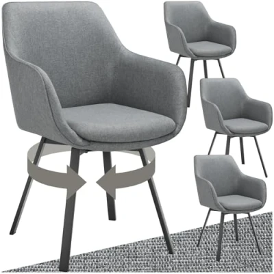 Abbildung von tectake® 4er Set Stuhl drehbar, Esszimmerstühle mit Armlehne, Küchenstühle, Stühle Esszimmer, Drehstühle für Dining Lounge, Esstisch, Schminktisch, Armlehnstuhl, Esszimmermöbel anthrazit