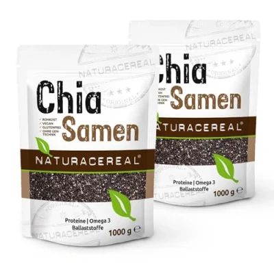 Abbildung von Naturacereal Premium Chia Samen 2kg Reich an Omega 3, Ballaststoffen und Nährstoffen Ideal für eine bewusste Ernährung