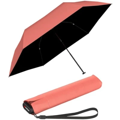 Abbildung von Knirps® Taschenregenschirm US.050 Ultra Light Slim Manual UV coated, mit und Hitzeschutz, schwarz salmon