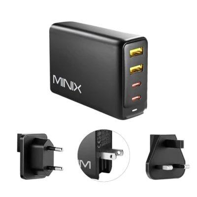 Abbildung von MINIX 100 W Turbo GaN Ladegerät mit 4 Anschlüssen, universelles Schnellladegerät 2 x USB C Power Delivery 3.0 (max. W), A Quick Charge 18 direkt von MINIX. (NEO P2)