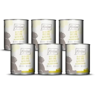 Abbildung von MjAMjAM Premium Nassfutter für Katzen DUO von zarter Ente &amp; guter Pute an gedämpftem Kürbis, 6er Pack (6 x 800 g), getreidefrei mit viel Fleisch