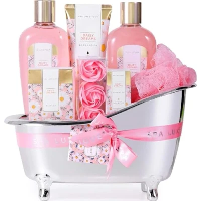 Abbildung von Geschenksets für Frauen Spa Luxetique Geschenkset,8pcs Daisy Pamper Bath Set,Bad Geschenksets,8pcs Geschenkkorb mit ätherischem Öl,Geburtstagsgeschenke,Geschenke Mama, Weihnachtsgeschenke